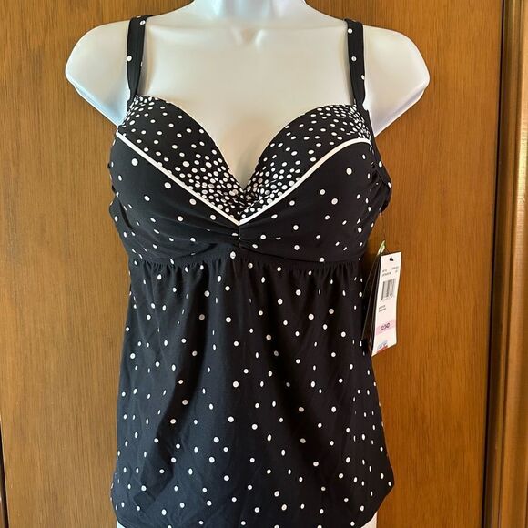 🍃 COCO REEF polkadot tankini top, with underwire and padded bra. 32-34D - Picture 2 of 9